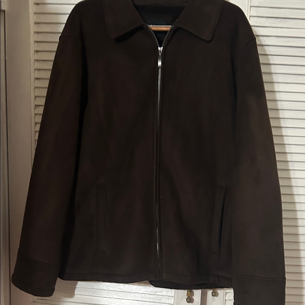 Men's Faux Suede Zipper Brown Jacket